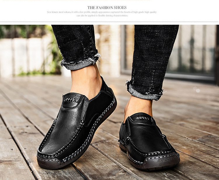 Men's Outdoor Casual Handmade Flat Leather Shoes foto 2