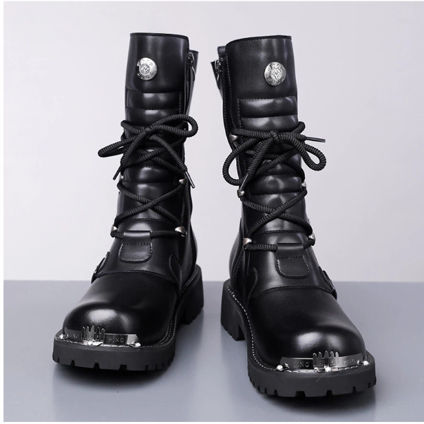 Autumn And Winter High-top Boots Men's Trendy Riding BootsBritish-style Denim Vintage Equestrian Boots foto 5