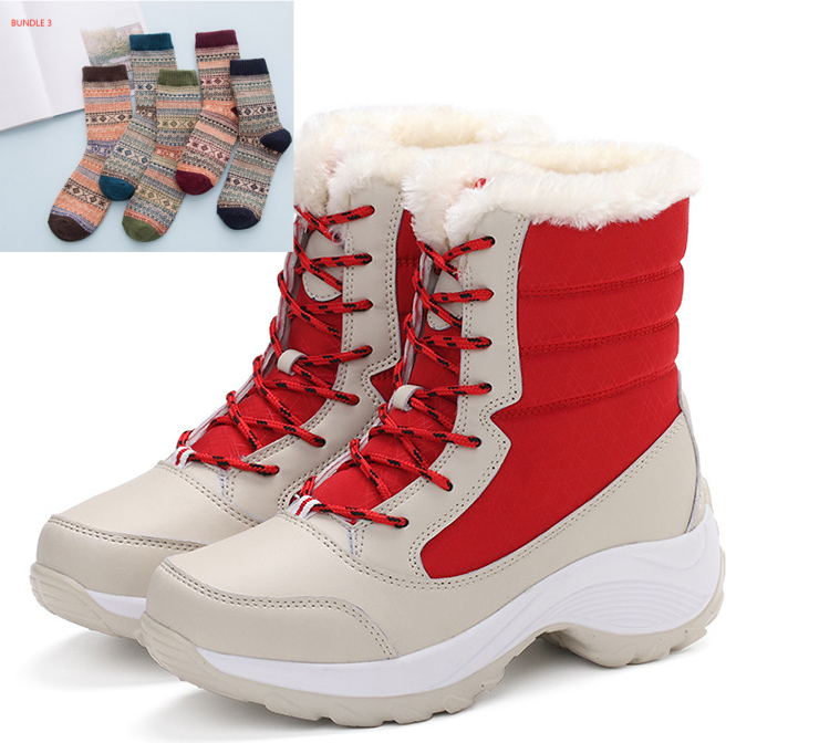 Snow Boots Female High To Help Waterproof Ladies Cotton Plus Velvet Shoes foto 3