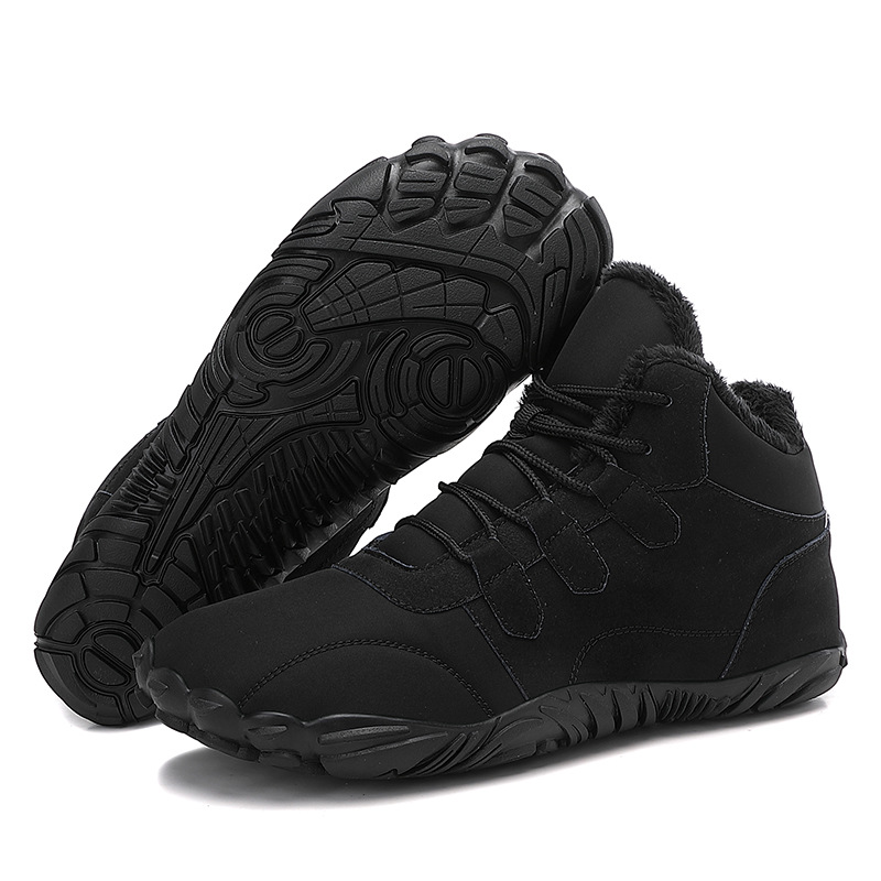 Outdoor Winter Snow Boots Men's Waterproof Bare Feet Five-finger Cotton Shoes Fleece Lined Padded Warm Keeping foto 2