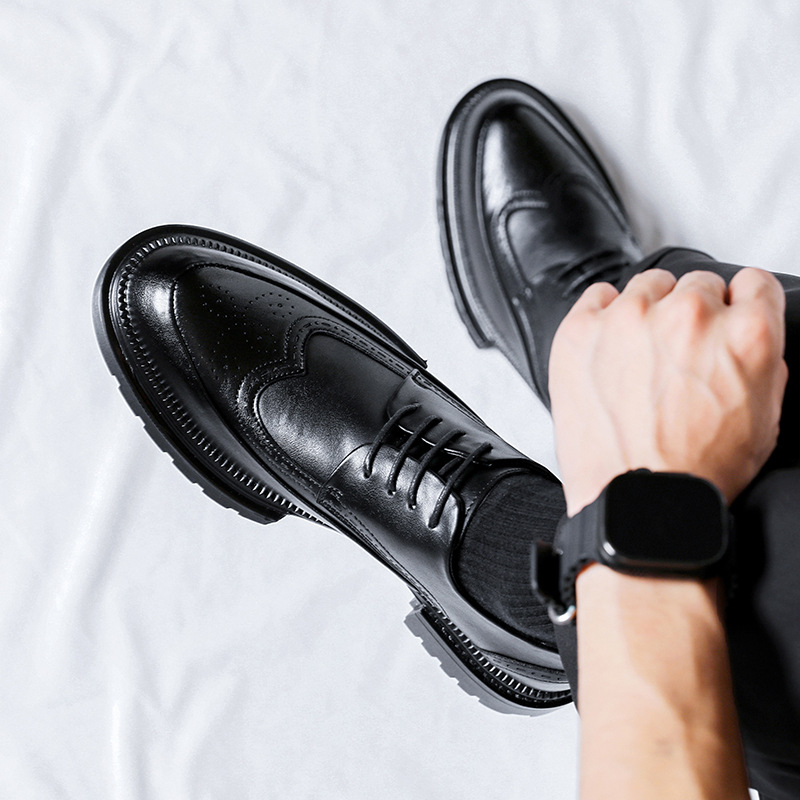 Casual Brogue Platform Leather Shoes For Men foto 2
