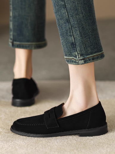 Women's Leather Flat Retro Slip-on Loafers foto 5