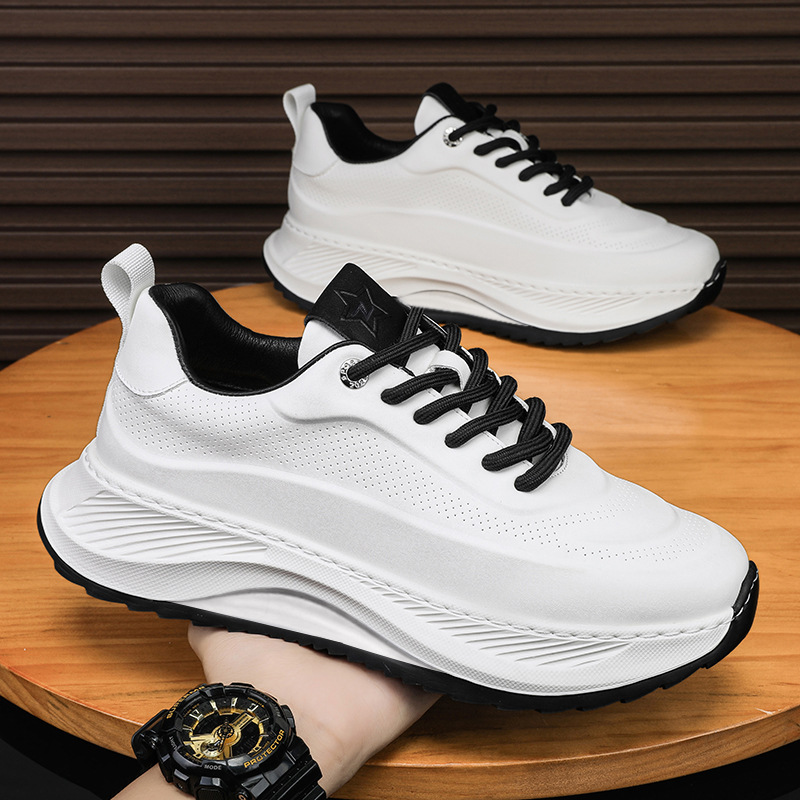 Men's Thick-soled Sports Shoes Casual Breathable Sneakers Lace-up Dad Shoes Boy foto 2