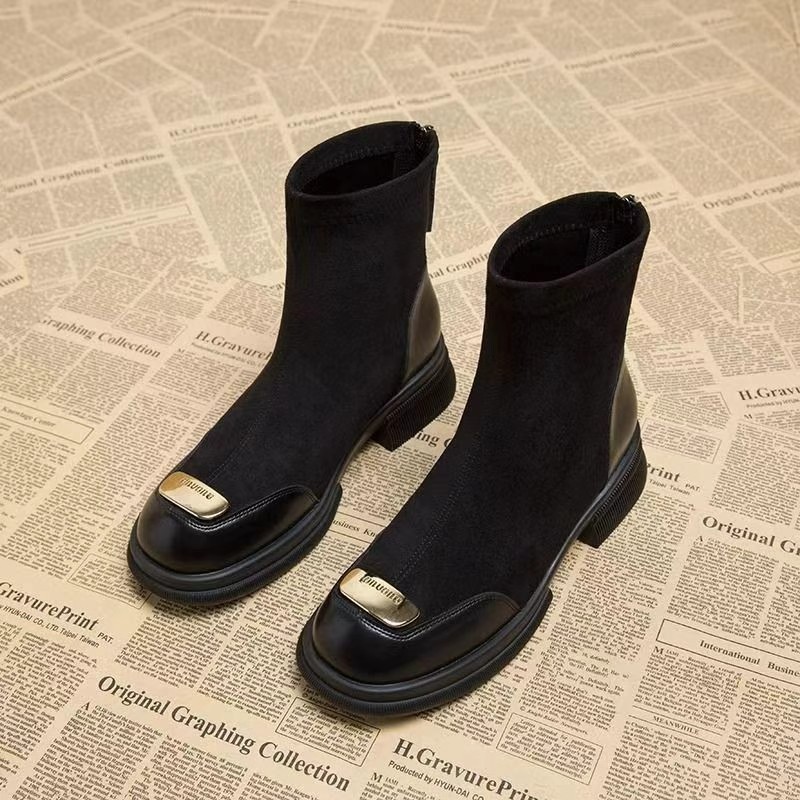 Height Increasing Stitching Short Thick Bottom Chunky Heel Martin Boots foto 5