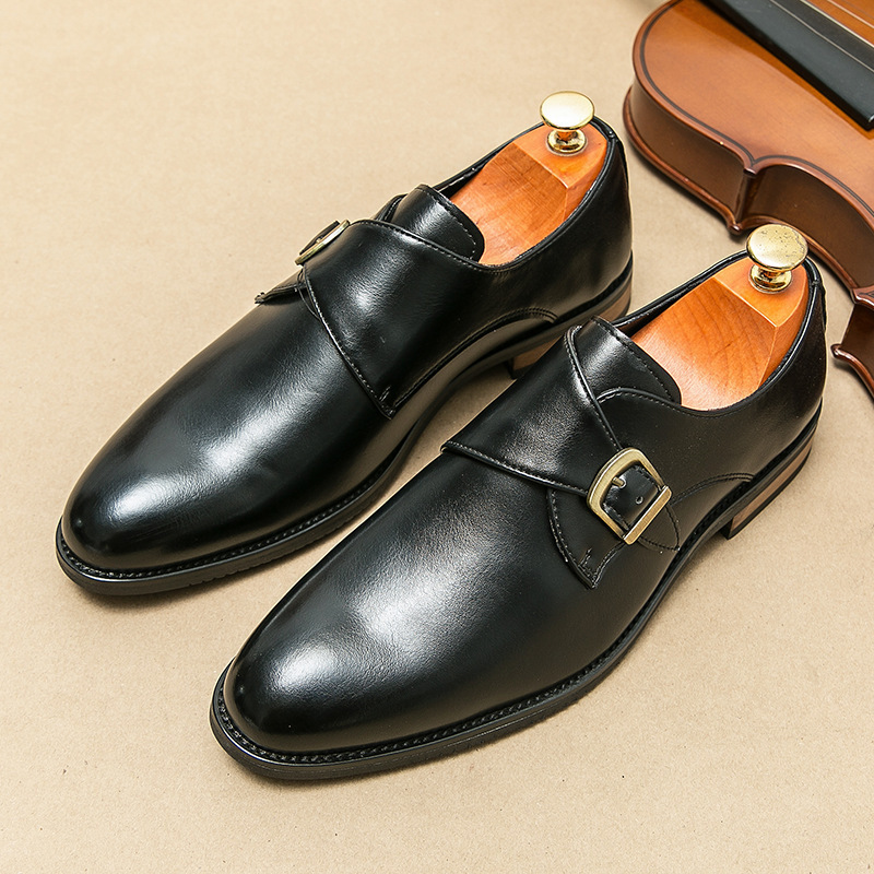 Leather Shoes Men's Business Formal Casual Breathable Increased Slip-on Buckle foto 4