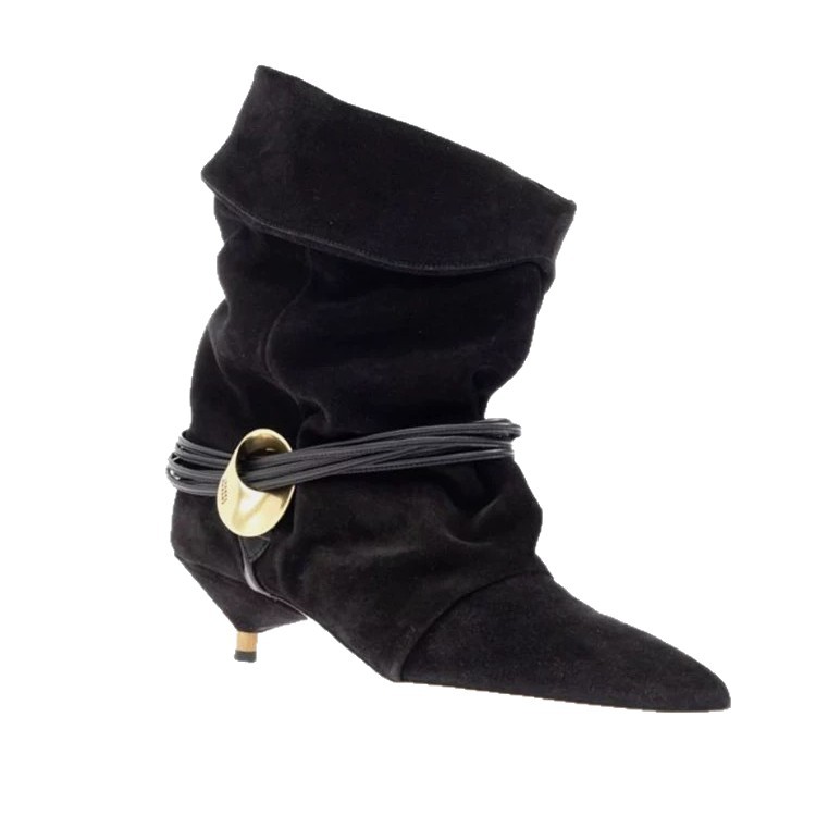 Womens Retro Pointed-Toe Stiletto Western Cowboy Boots foto 5