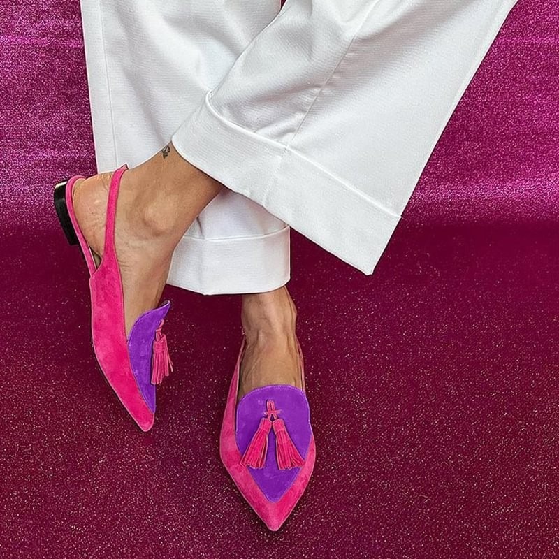 Color Matching Women's Plus Size Pointed Low Heel Slingback Sandals foto 4