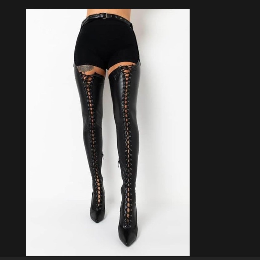 Womens Pointed-ToeWaist-High Side-Zip Stiletto Over-the-Knee Fashion Boots foto 2