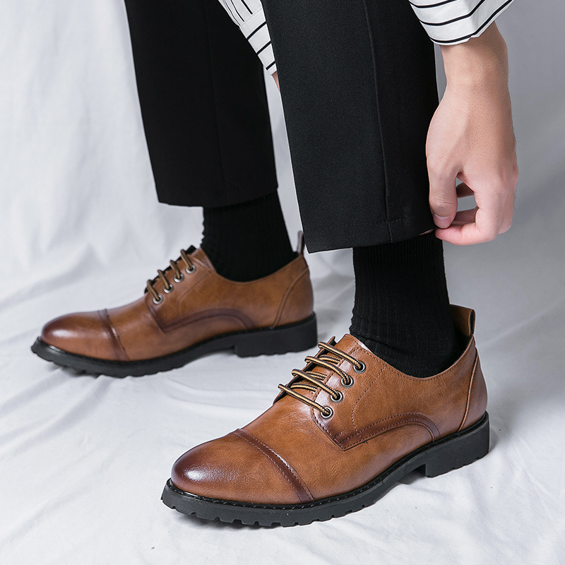 Three-joint Leather Shoes Men's Business Formal Wear Business Casual Round Head foto 4