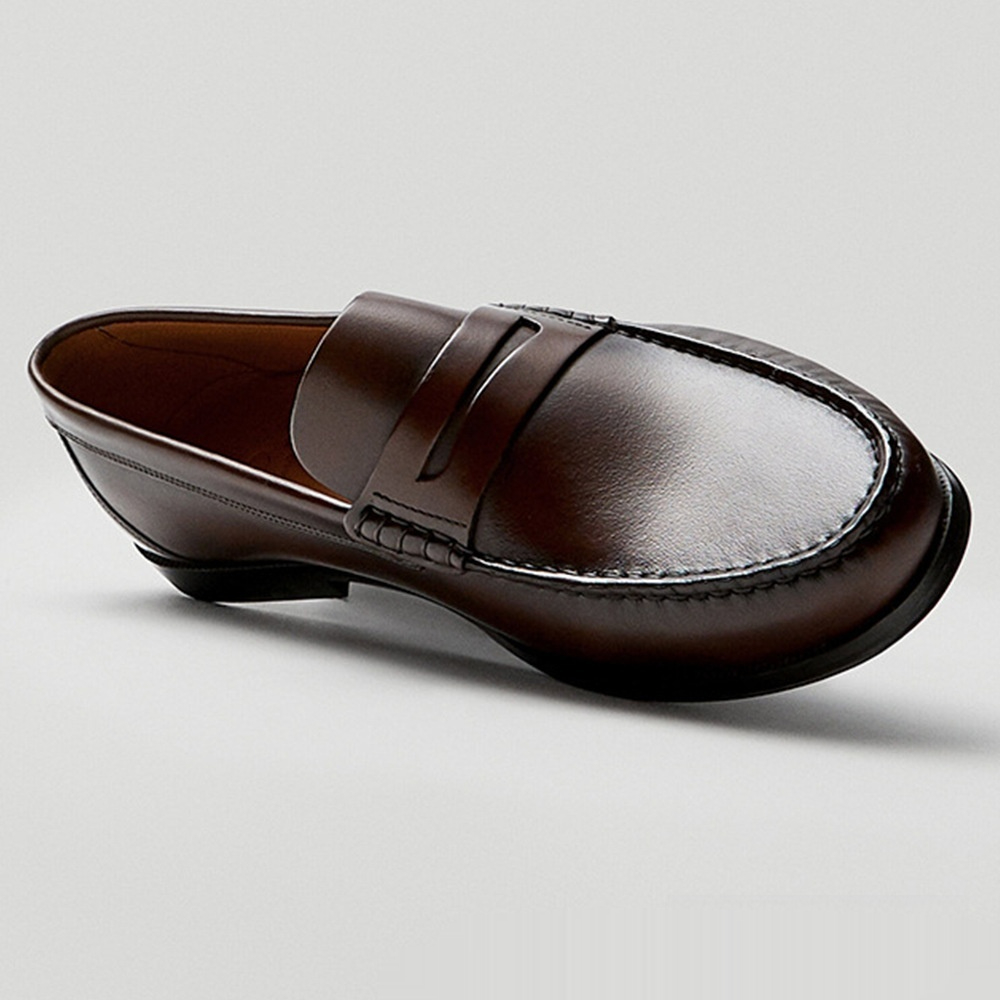 Retro Calfskin Men's Loafer Handmade Wear-resistant Leather foto 5