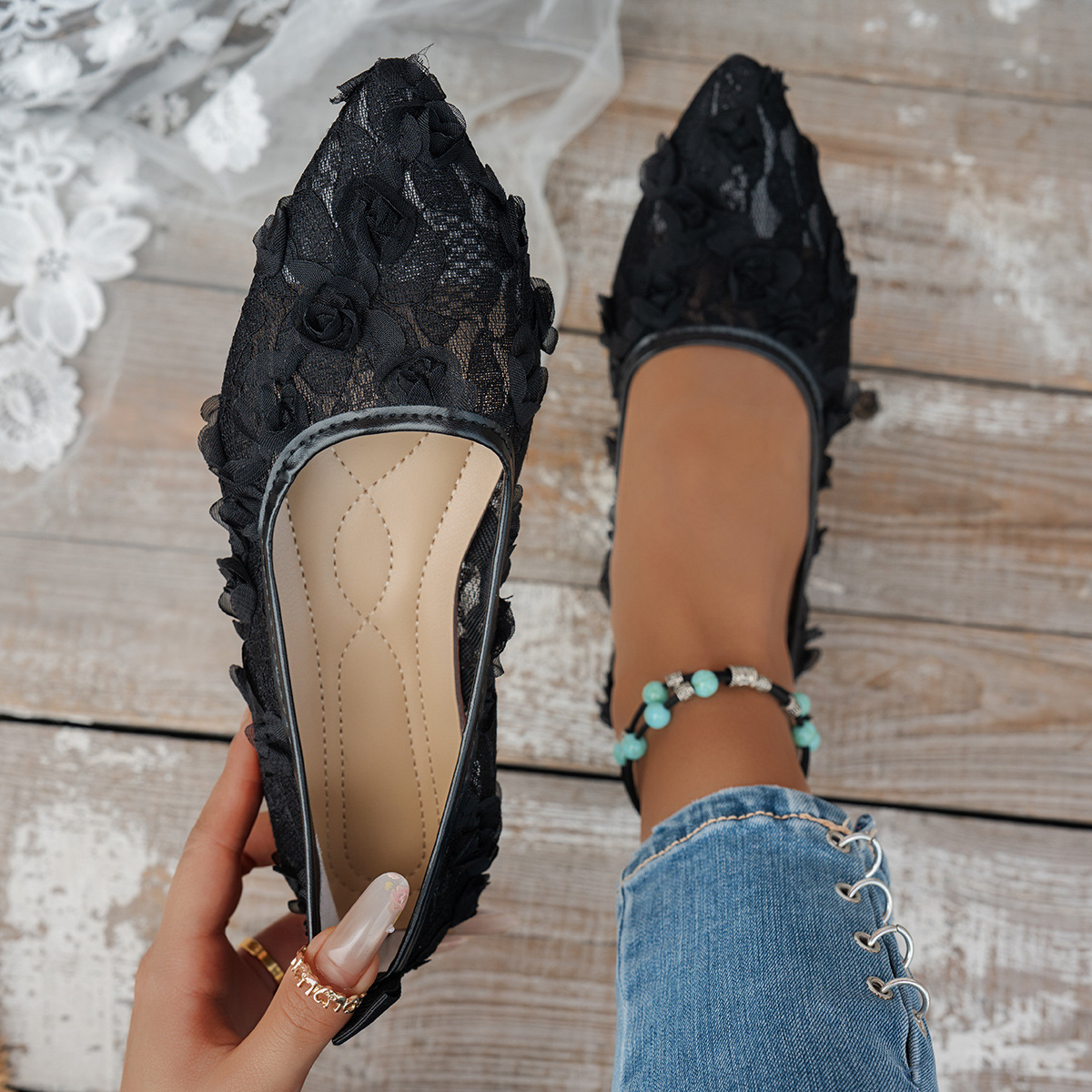 French-style Fairy Outerwear Summer Chic Pointed-toe Flat Casual Shoes foto 5