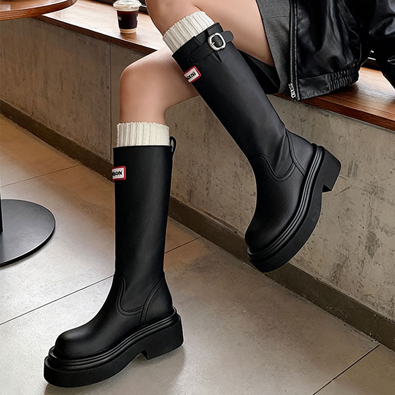 British Style All-match Slimming Thick Bottom Increased By Knight Boots foto 4