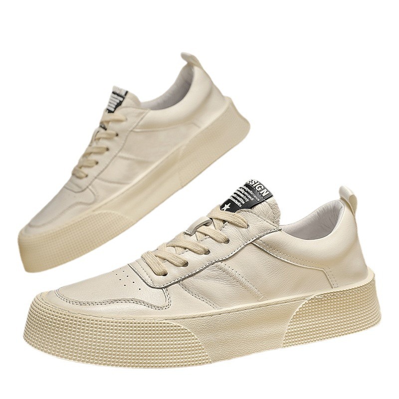 Men's Breathable Leather Shoes Trendy Platform Sports foto 2