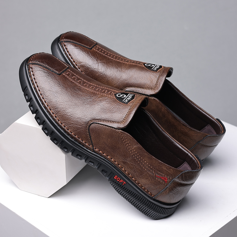 Breathable Non-slip Casual New Leather Shoes Men foto 4