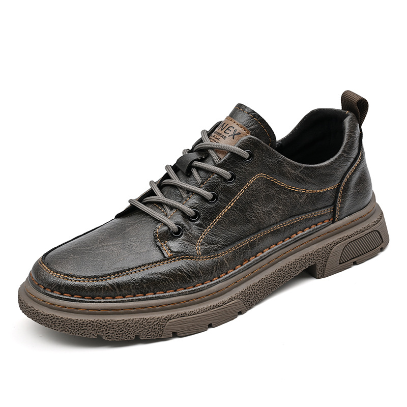 Low-cut Cowhide Upper Handmade Hikingcross-country Casual Shoes foto 3
