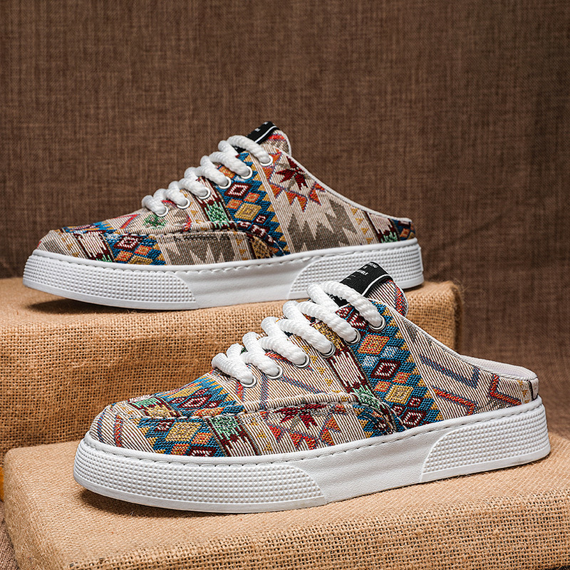Lazy Semi Slipper Shoes Trendy Versatile Casual Canvas Shoes foto 2
