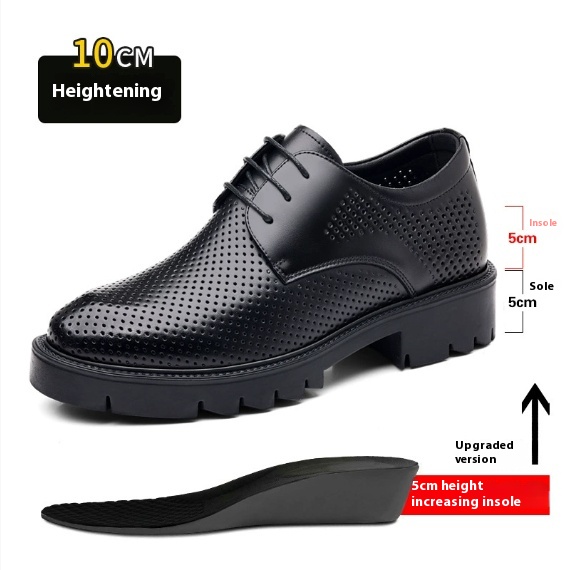 Men's Height Increasing Breathable Cowhide Leather Shoes foto 5