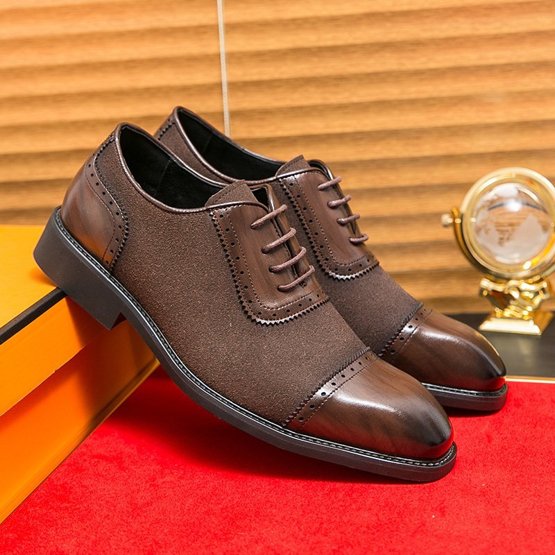 Men's Thick-soled Raised Round Toe Lace-up Business Leather Shoes foto 4