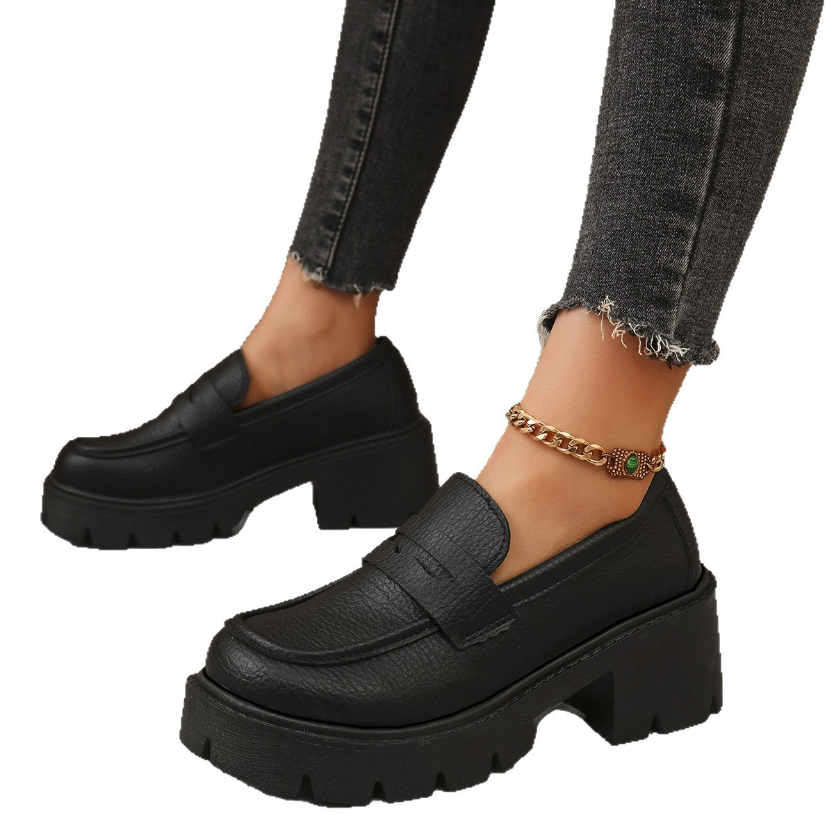 All-Match Platform Leather Shoes One Pedal Shoes foto 2