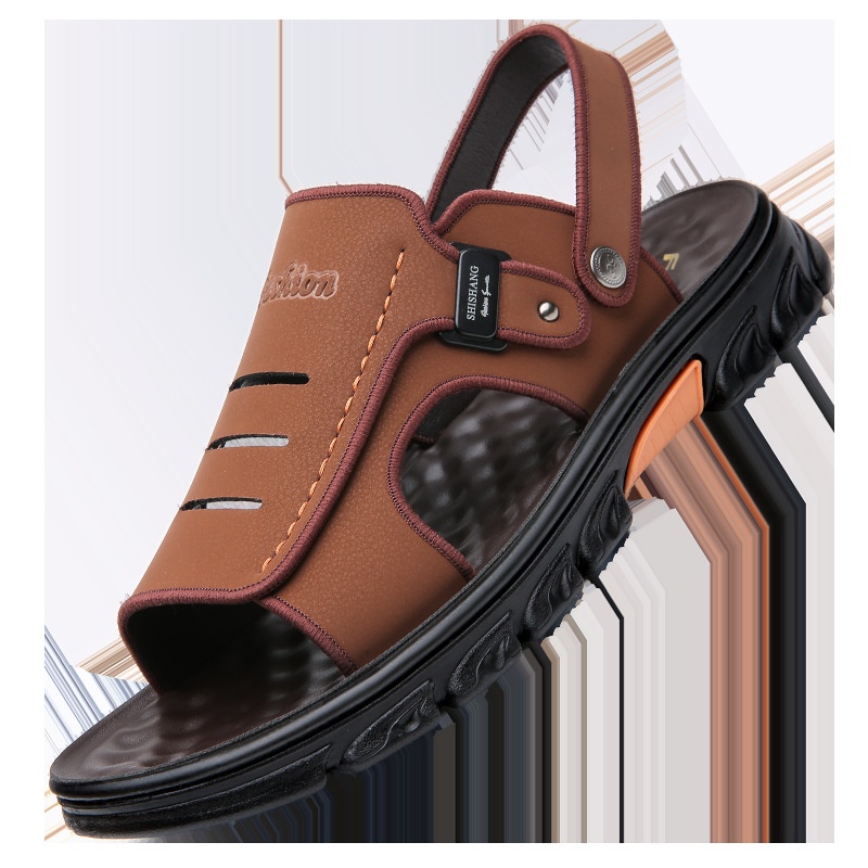 Men's Sandals Summer Slippers Dual-use Non-slip Wear-resistant Soft Bottom Beach Shoes foto 2