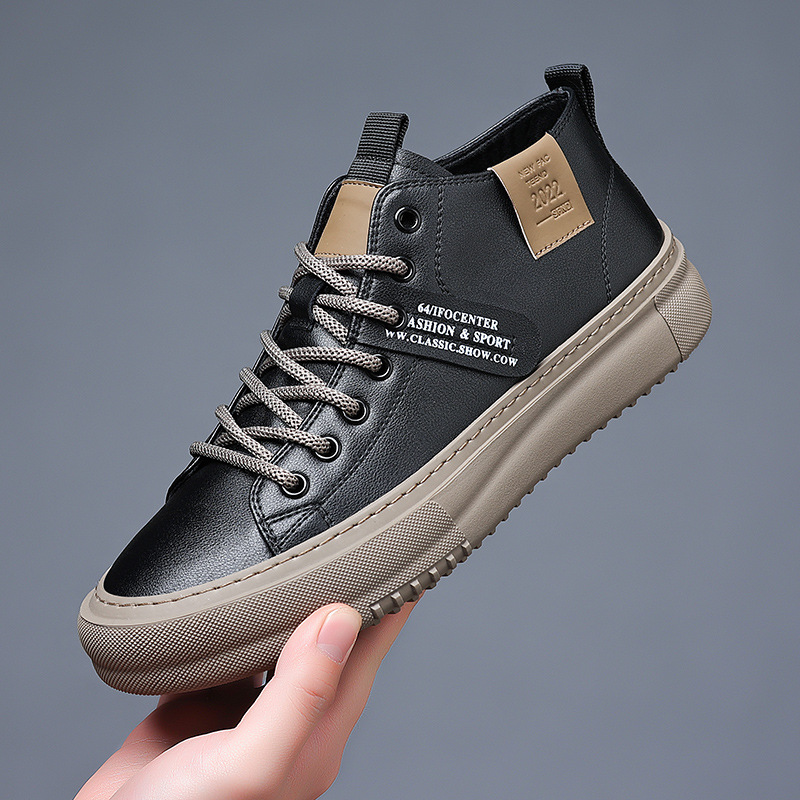 Men's Sports Casual Leather White Shoes foto 3
