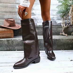 Retro Pointed Toe Slouch Boots foto 3