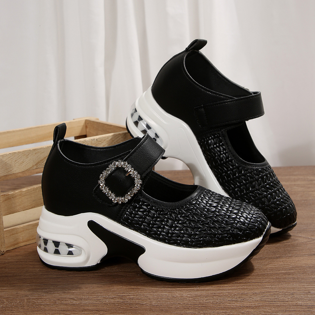 Autumn New Woven Large Size Cross-border Wedge Shoes foto 3