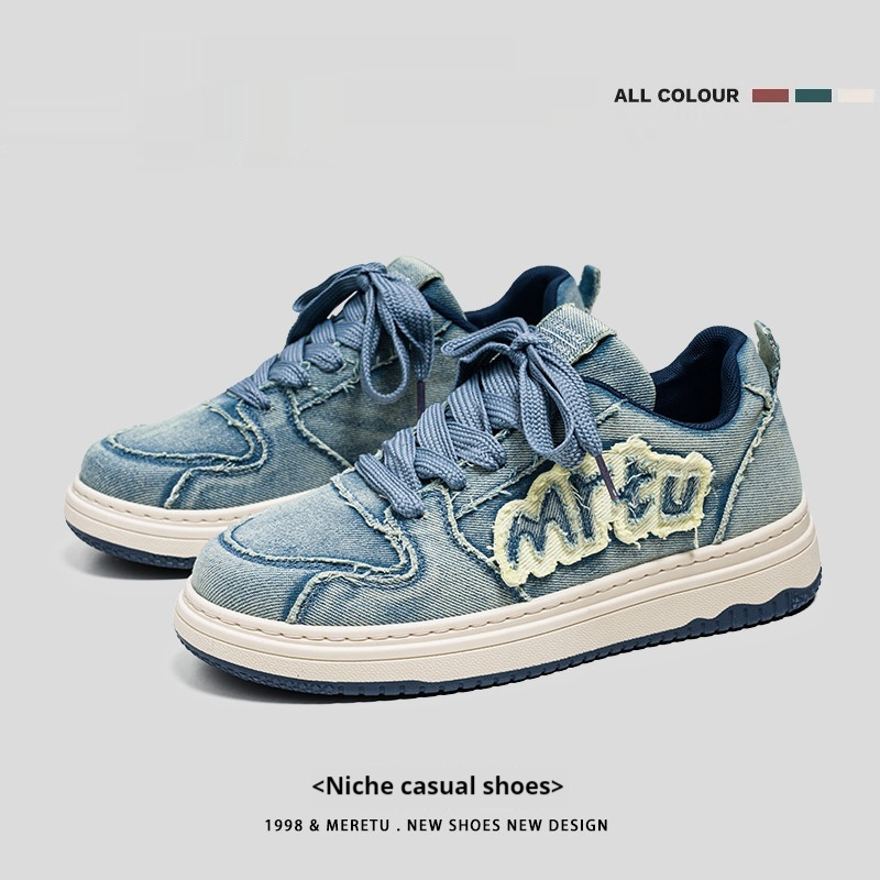 Denim Breathable Thick-soled Ins Trendy Casual Retro Canvas Shoes foto 2