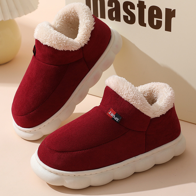 Couples Cotton Shoes Winter Wear Bag Heel Fleece-lined Indoor Warm foto 4