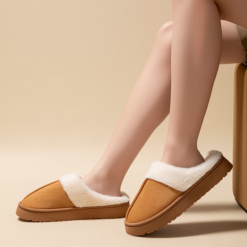 Women's Non-slip Platform Plush Cotton Slippers foto 5