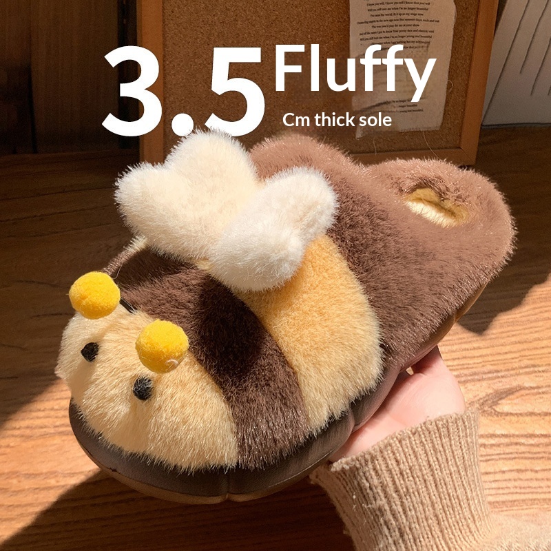 Cute Little Bee Fuzzy Slippers, Women's New Autumn Collection foto 5