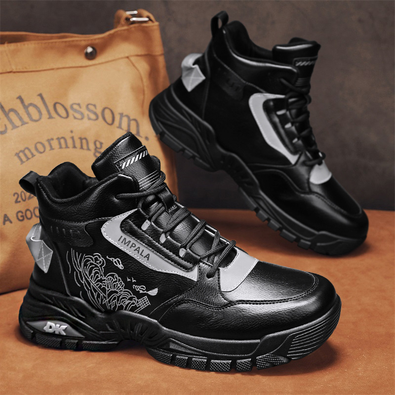 All-match Leather Facing Wear-resistant Labor Protection High-top Tide Shoes foto 4