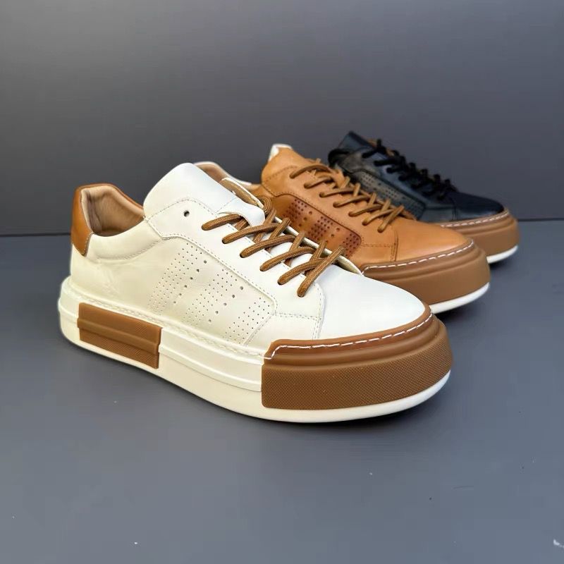 Genuine Leather Breathable Men's Shoes Casual Soft Leather Sneakers foto 2
