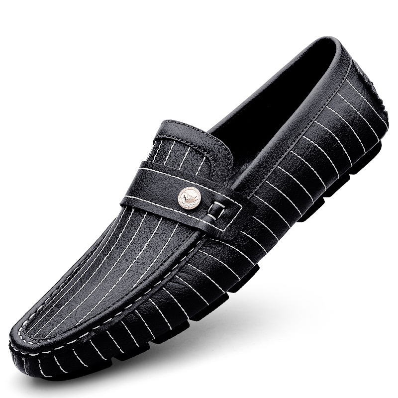Breathable British Style Black Men's Casual Leather Shoes foto 4