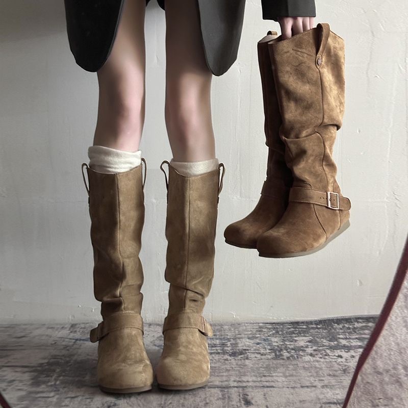 Womens Fashionable Vintage Denim Long Boots foto 2