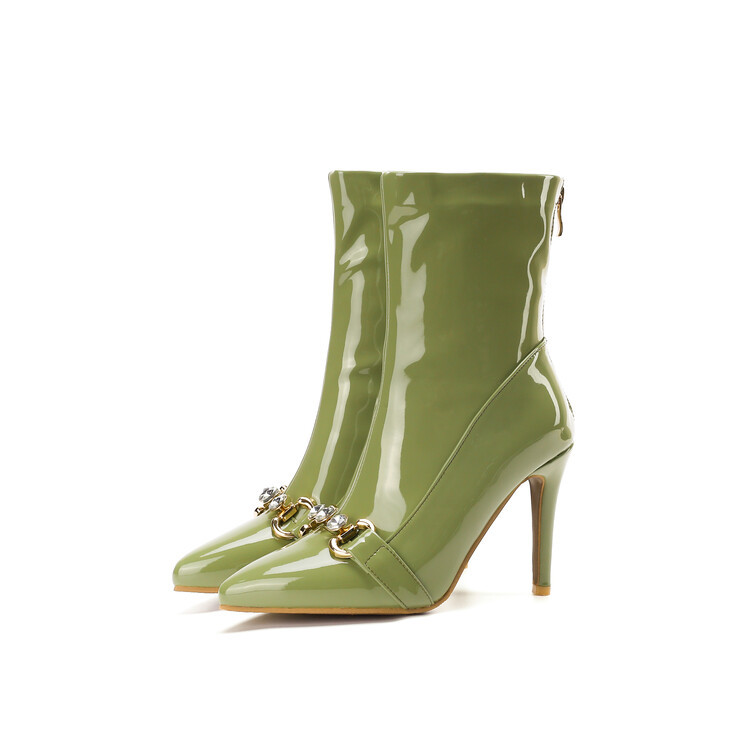 Patent Leather Pointed-toe High-heeled Ankle Boots foto 3