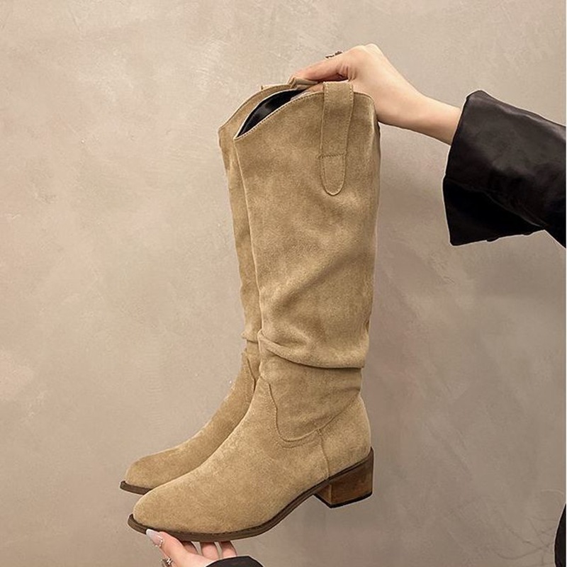 Retro-style Pointed-toe Womens Shoes Chunky-heeled High Niche Minimalist Versatile Boots foto 5