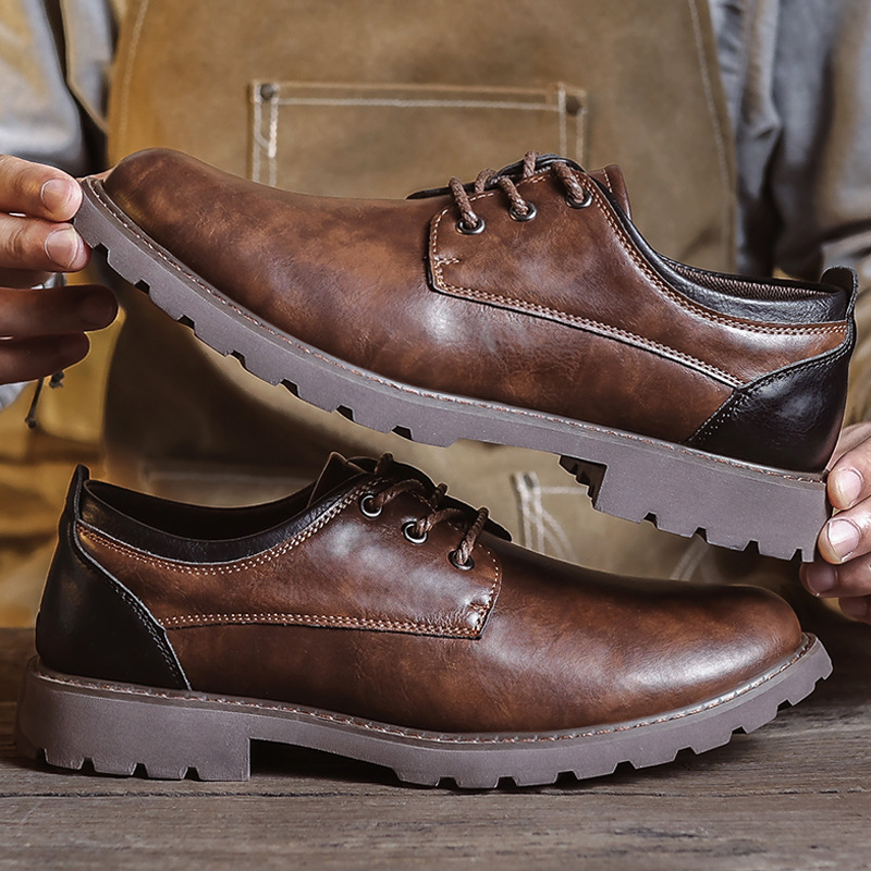 British Style Retro Casual Leather Shoes Men's Casual foto 4