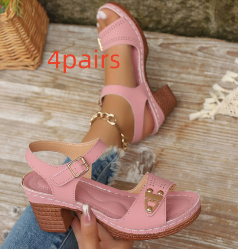 Chunky-heel Large-size High-heeled Sandals For Women Casual And Comfortable foto 2