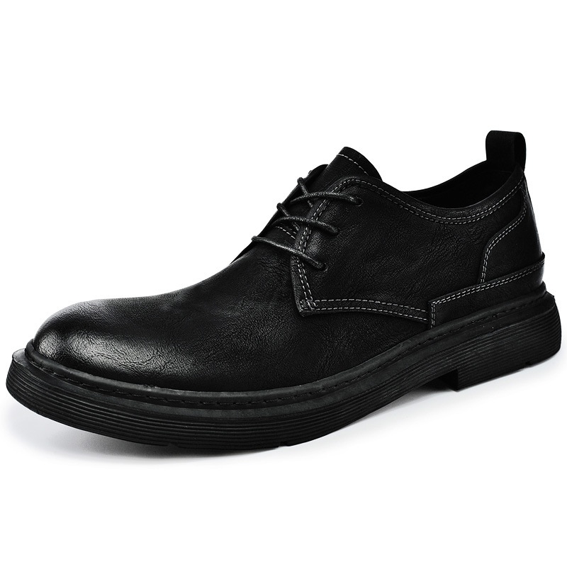 Men's Sewing Line Lace-up Casual Plus Size Leather Shoes foto 5