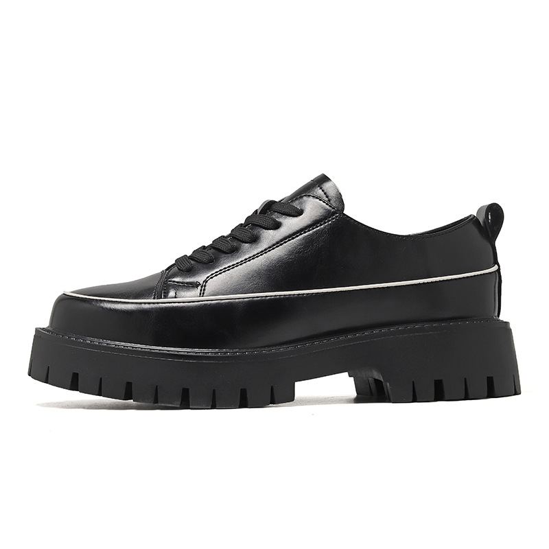 Round Toe Color-blocking Stitching Low Heel Platform Casual Shoes foto 4
