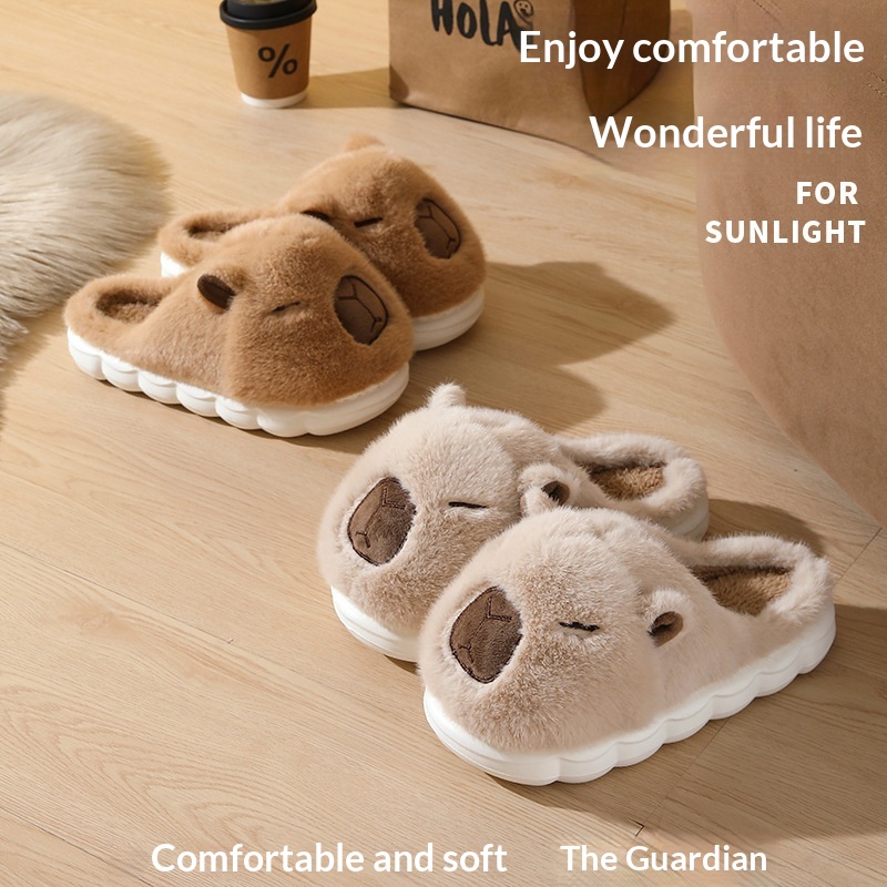 Family Of Three Plush Home Shoes Parent-child Winter Cute Capybara foto 3