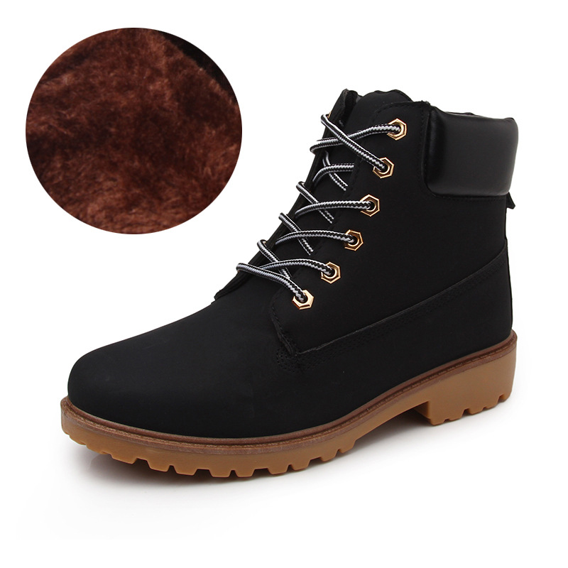 Pink With Velvet Lining Warm Flat Bottom High-top Men's Shoes Couple Martin Boots foto 2