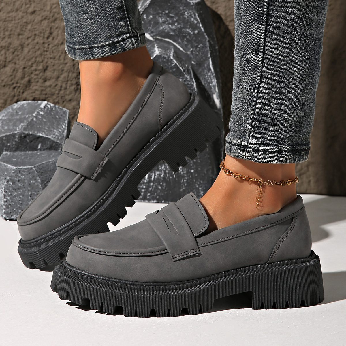 British Style Low Heel Slip-on Low Cut Loafers foto 2