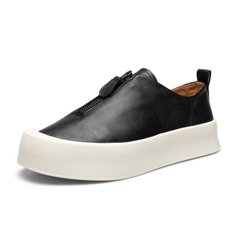 Men's Retro Distressed Leather Platform All-match Casual Sneakers foto 5