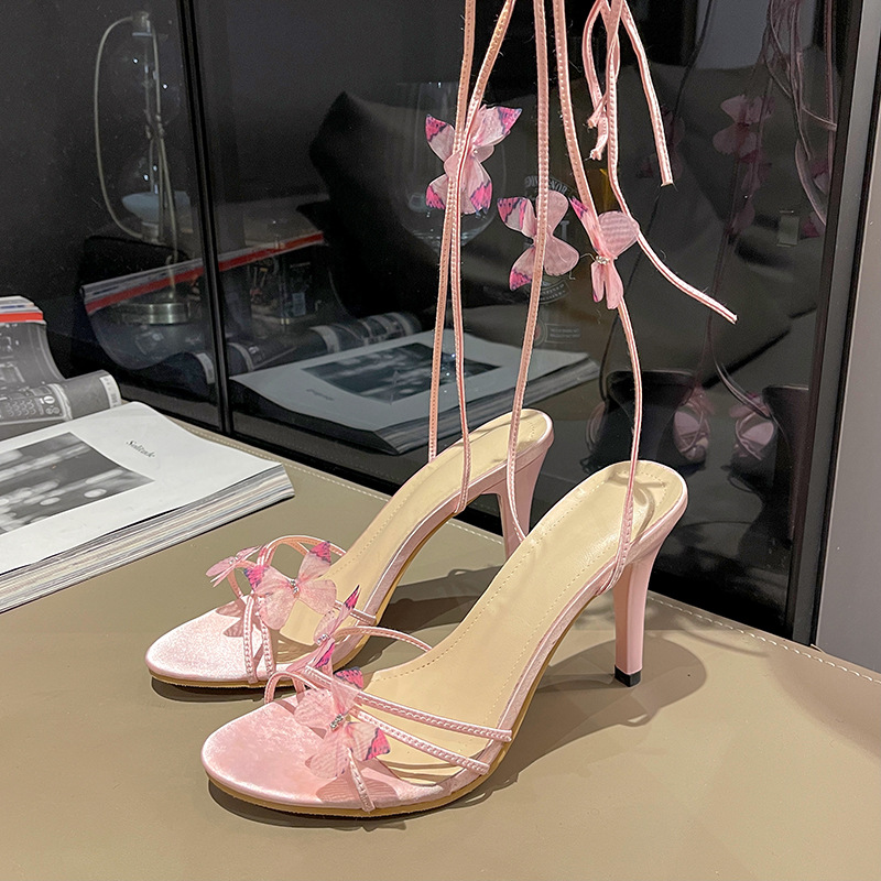 Butterfly High Heel Sweet Stiletto Heel Thin Strap Sandals foto 4