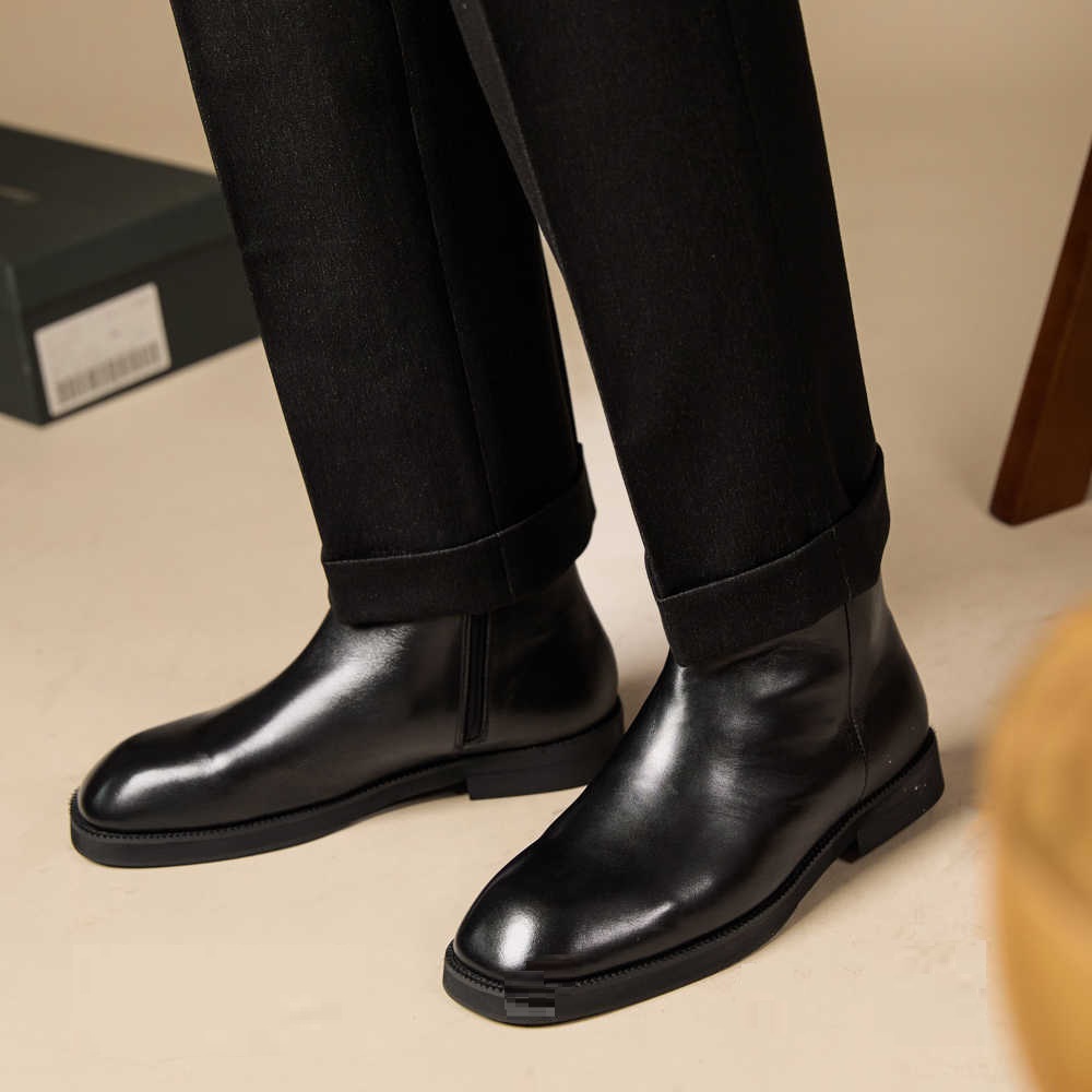 Men's Casual Square Toe Leather High-top Boots foto 5