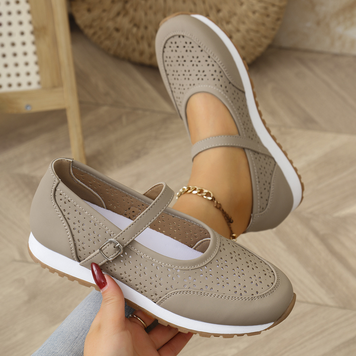 Hollow Out Breathable One Pedal Casual Sports Single-layer Shoes foto 2