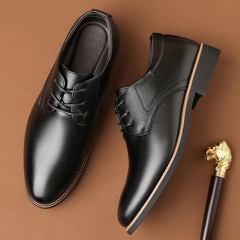 Plus Size Business Formal Wear Black Leather Shoes For Men foto 3