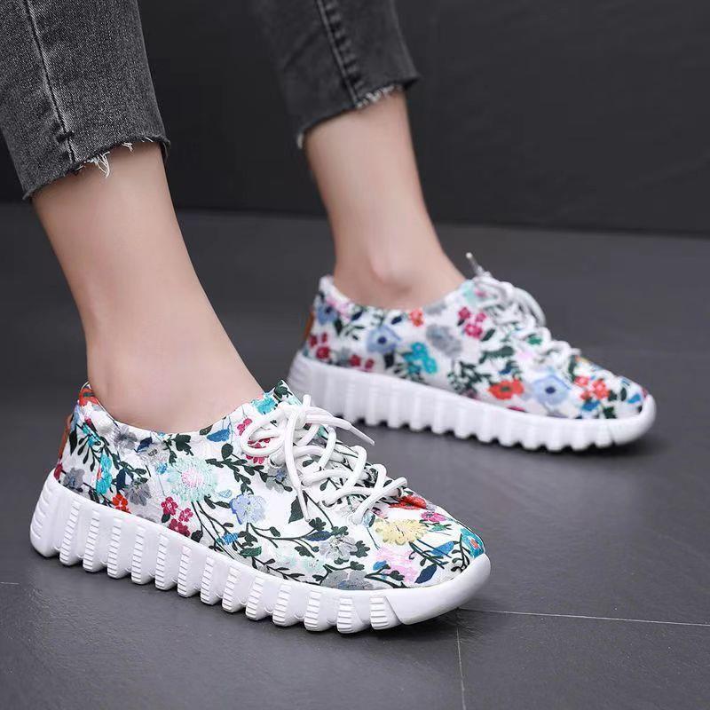 Womens Soft-soled Non-slip Casual Floral-print Sneakers foto 2